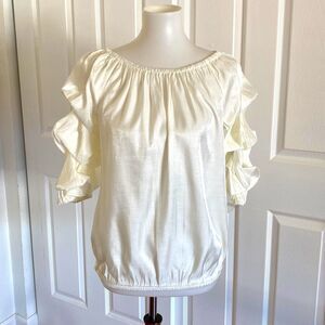 New Prelude Scoop Neck,Hem&Sleeves Rushed Party Top